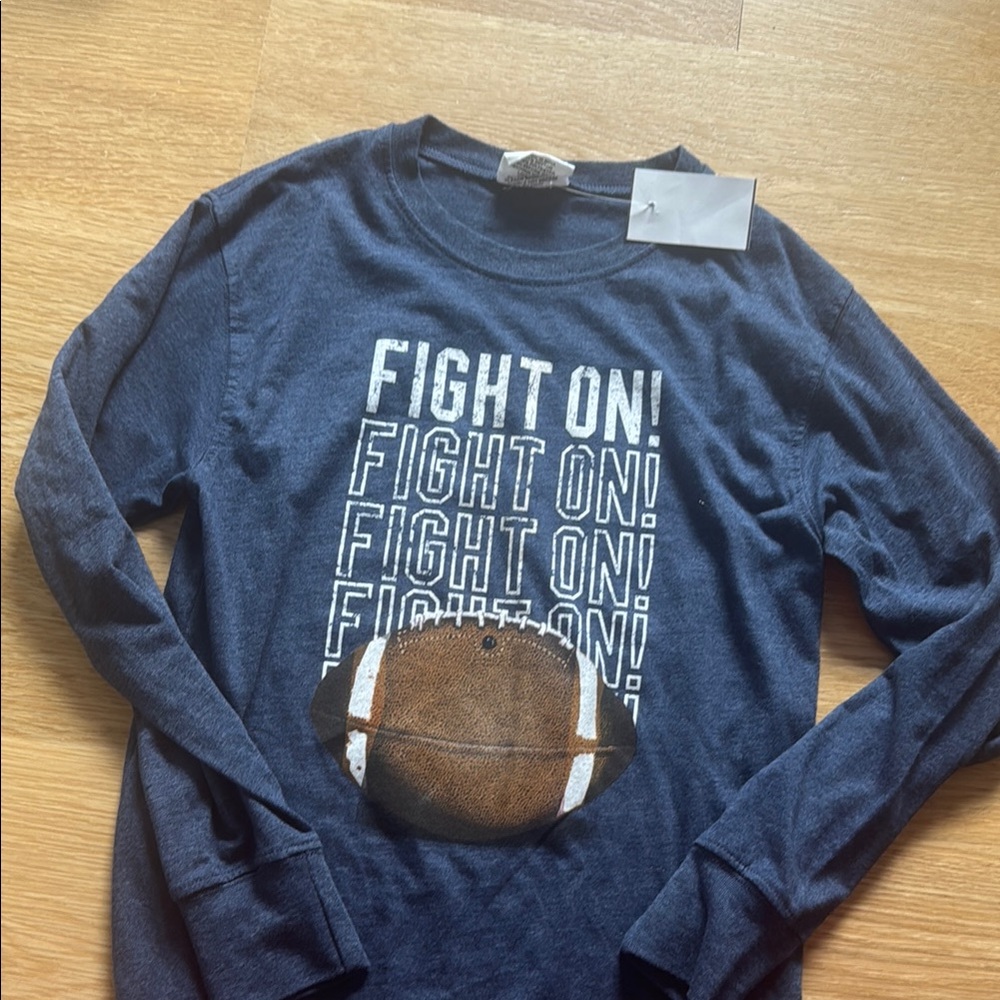 Kids Navy Blue Football Graphic Shirt